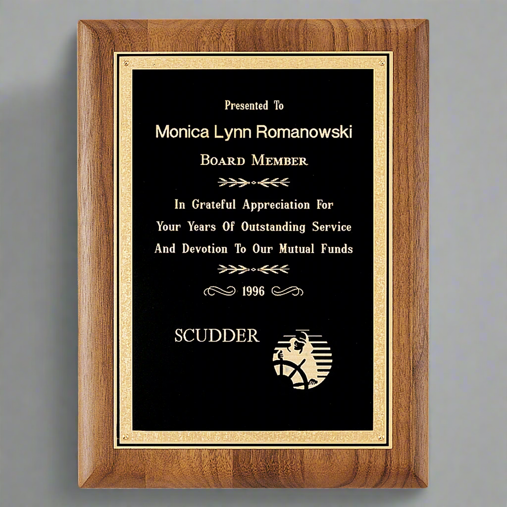 American Walnut Florentine Border Plaque, Black and Gold Border Plate, 4 Sizes Available, Coventry Series