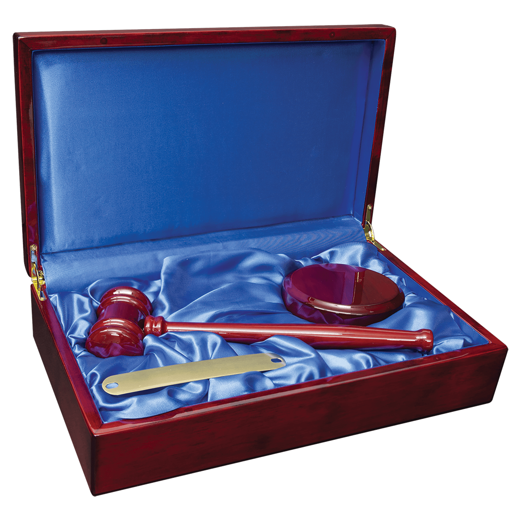 Personalized Rosewood Piano Finish Judges Gavel Set in Satin Lined Wood Case, 13" x 7.75"