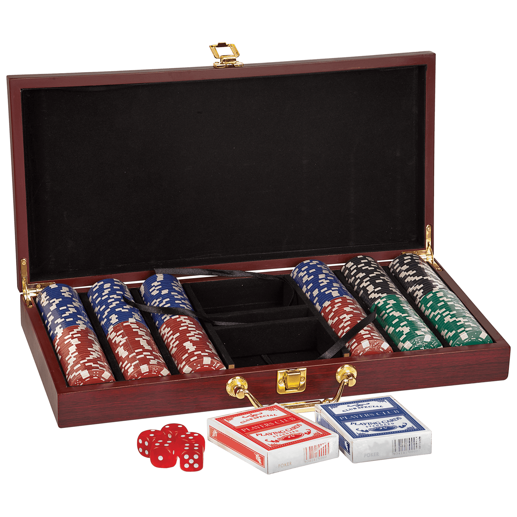 Personalized Rosewood Finish 300 Chip Poker Set, 15.25" x 7.5" x 2"