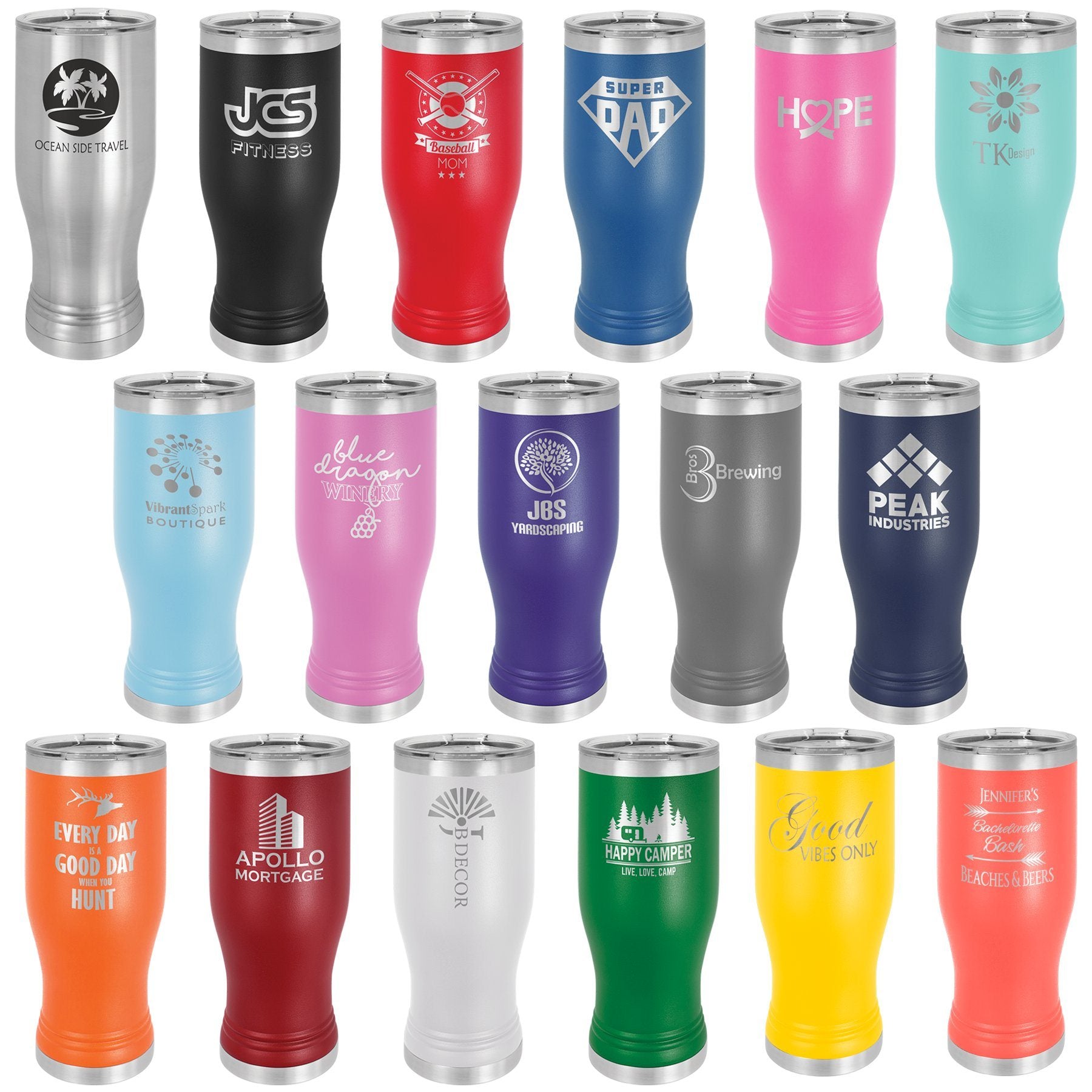 Personaliized Polar Camel 20 oz Pilsner Tumbler with Clear Lid