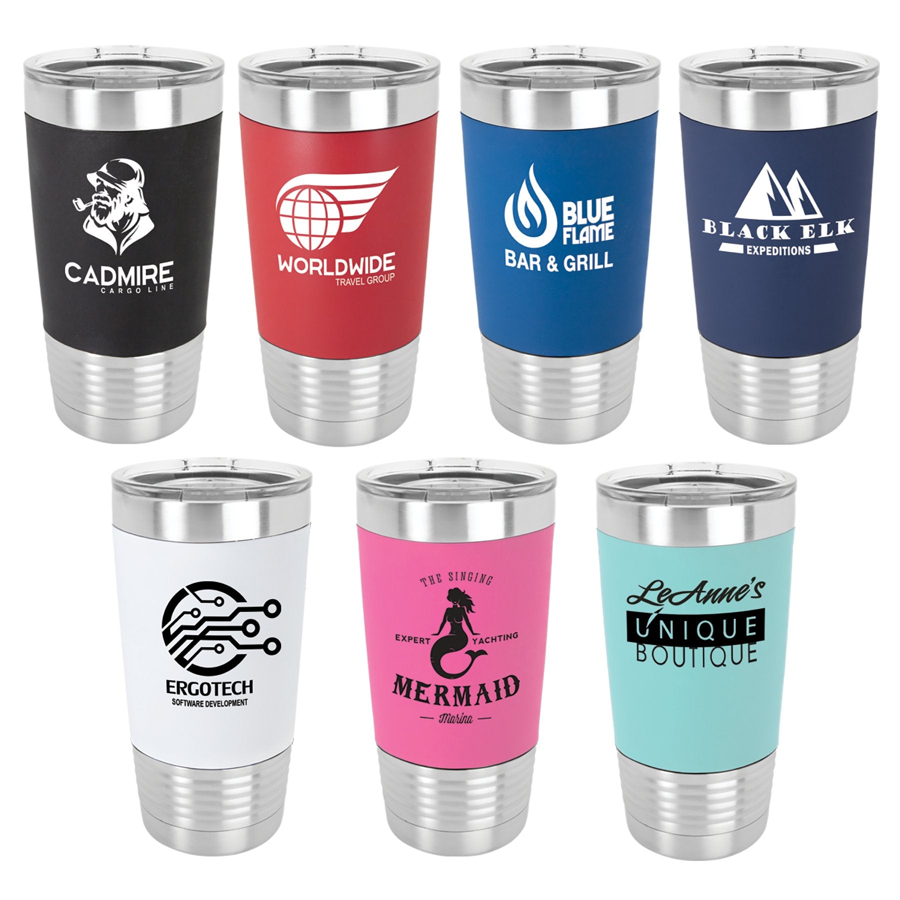 Personalized Polar Camel 20 oz. Tumbler with Silicone Grip and Clear Lid