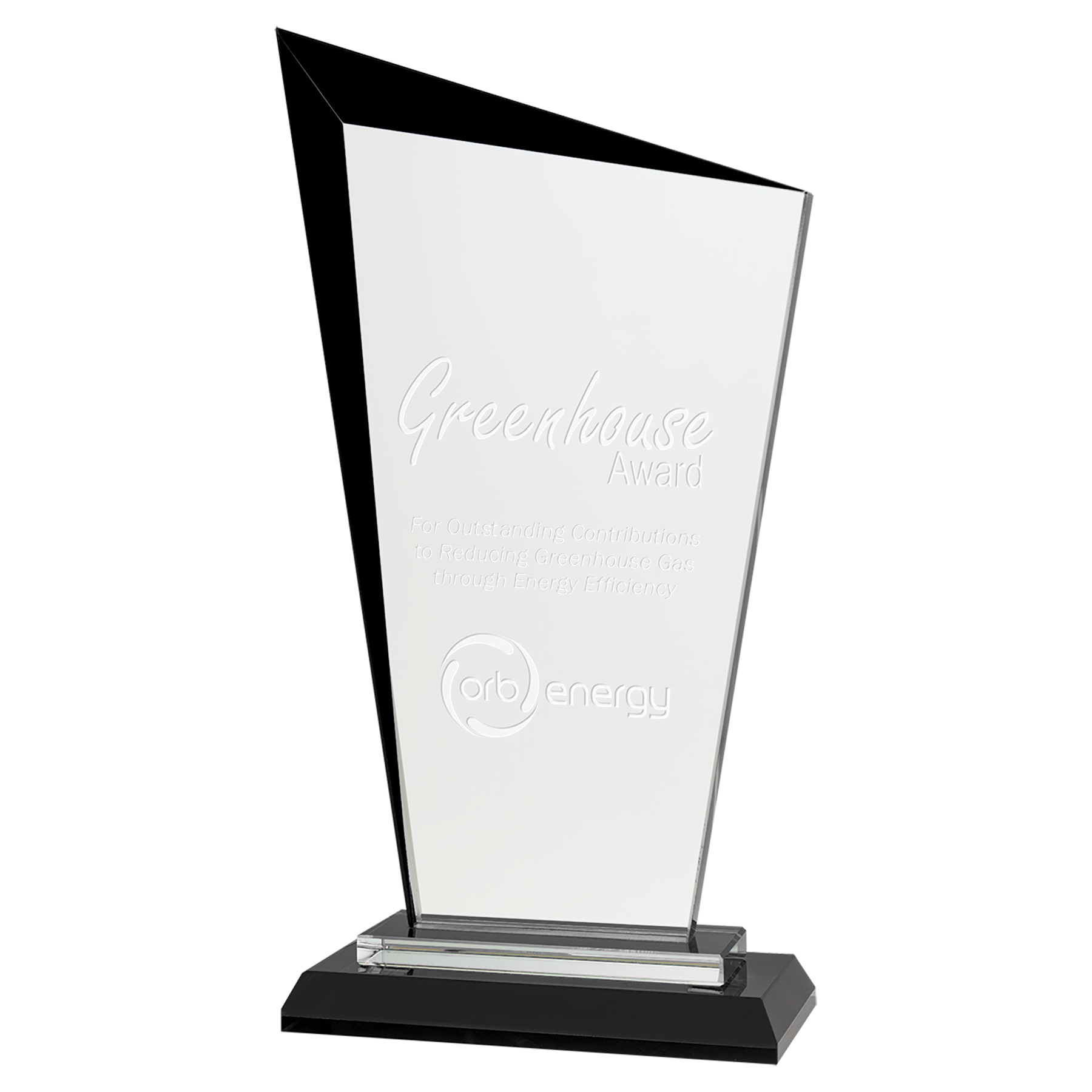 Razor Glass Beveled Edge Standing Award with Presentation Box, 2 Sizes & Colors