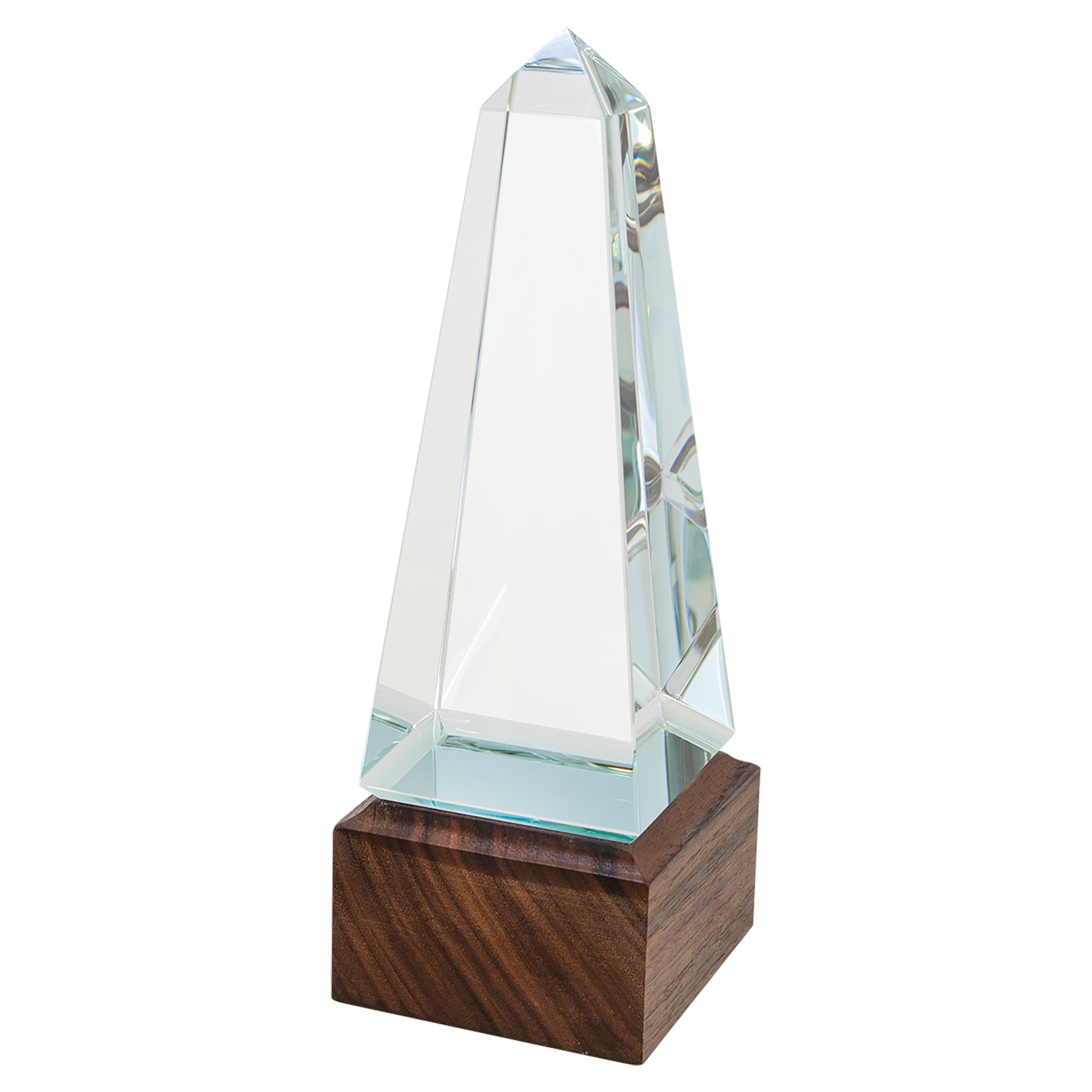 Sierra Glass Award with Walnut Base, 4 Styles, 2 Sizes, with Presentation Box