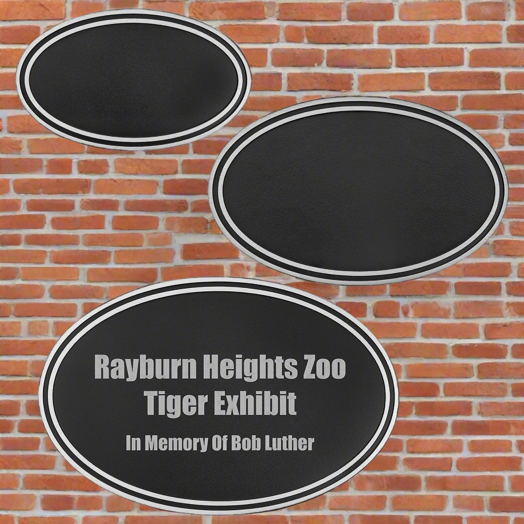 Silver/Black Oval Cast Aluminum Sign with 24" Aluminum Rod