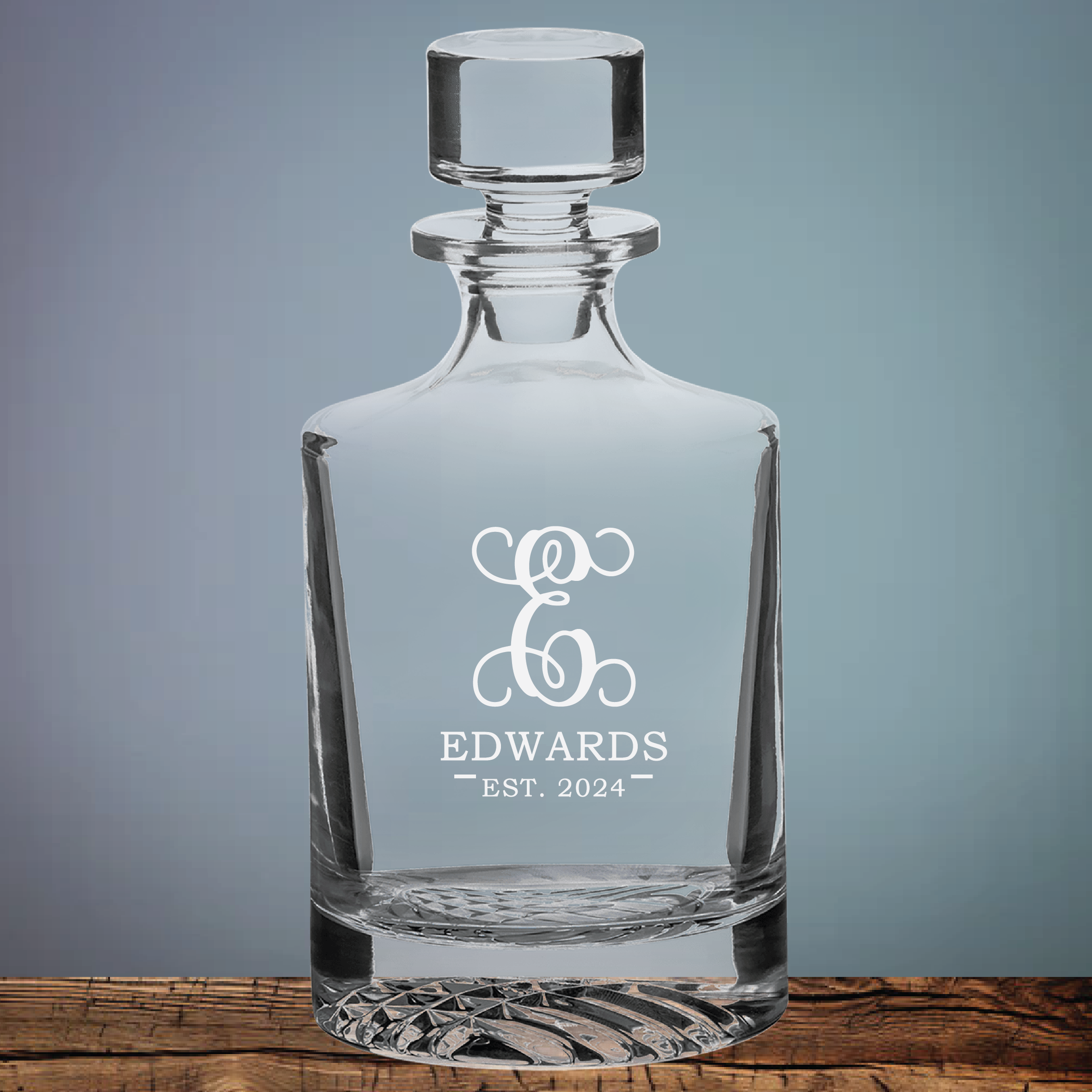 Personalized Glass Decanter, Round, 850ml