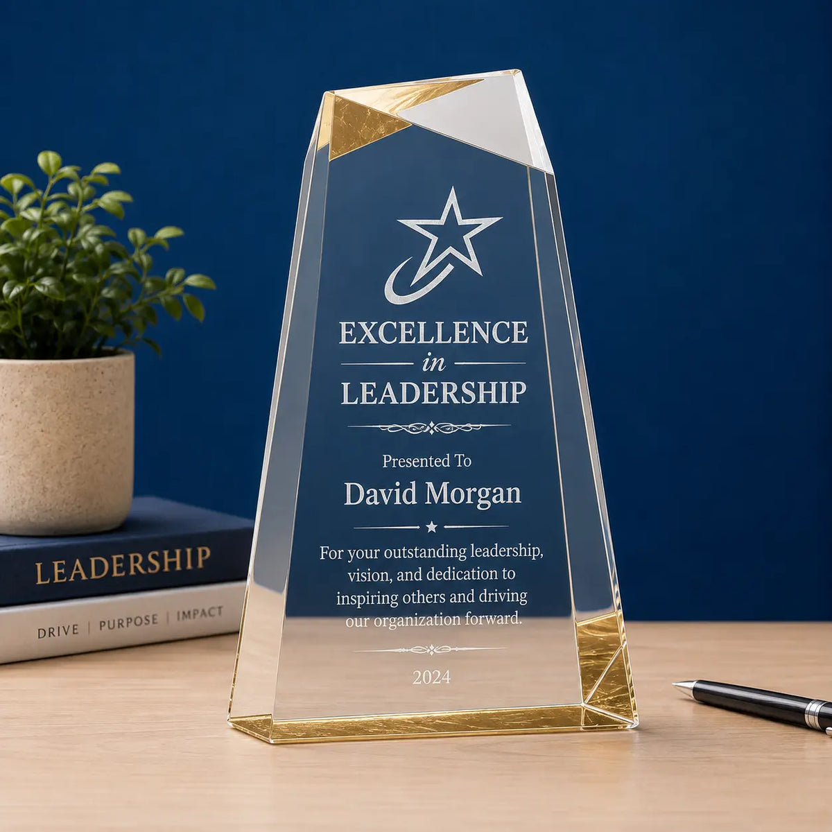 Personalized Facet Wedge Acrylic Award | Custom Engraved Recognition Award  Sams Engraving and Gifts