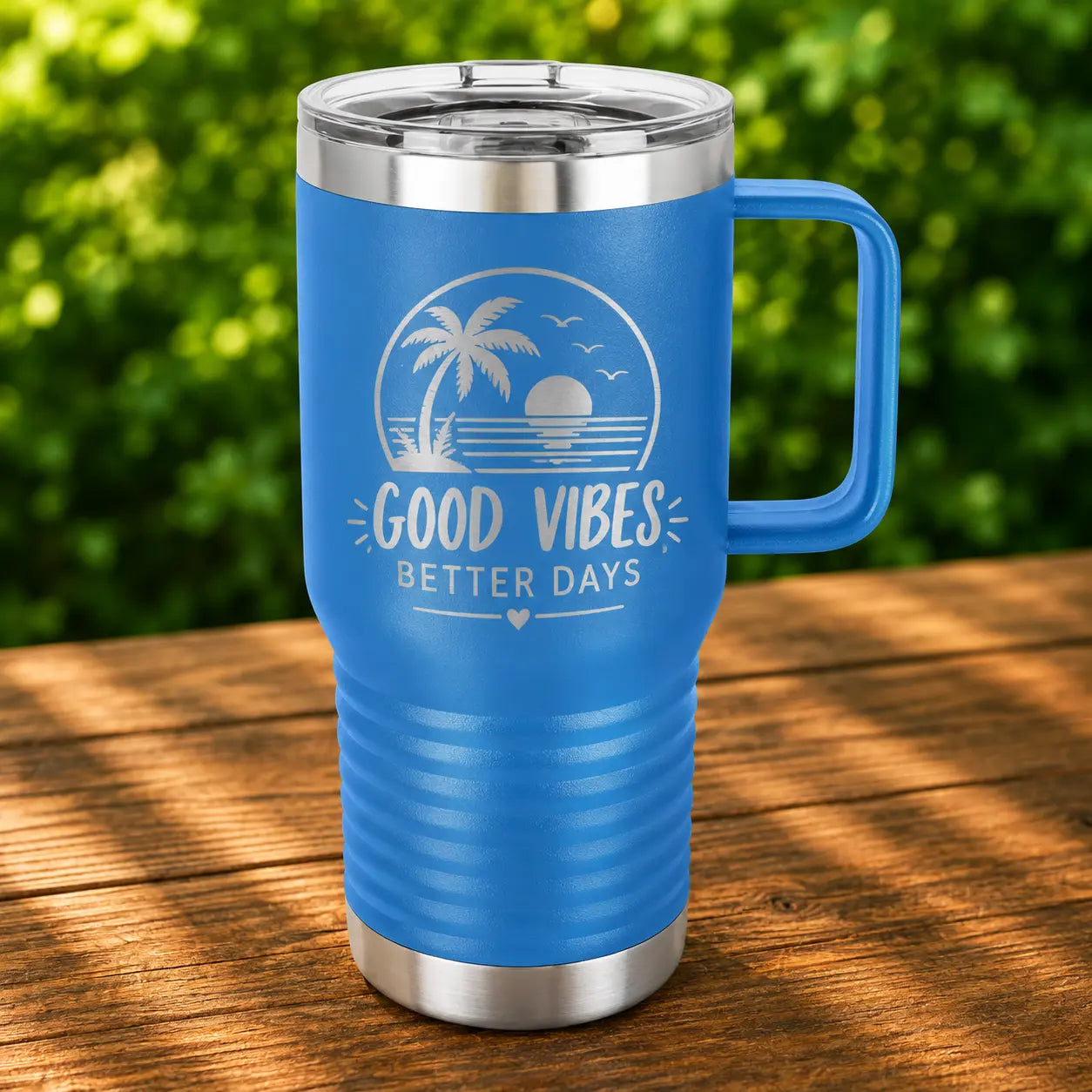 Personalized 20 oz. Insulated Travel Mug with Handle | Custom Laser Engraved Stainless Steel Mug  Sams Engraving and Gifts