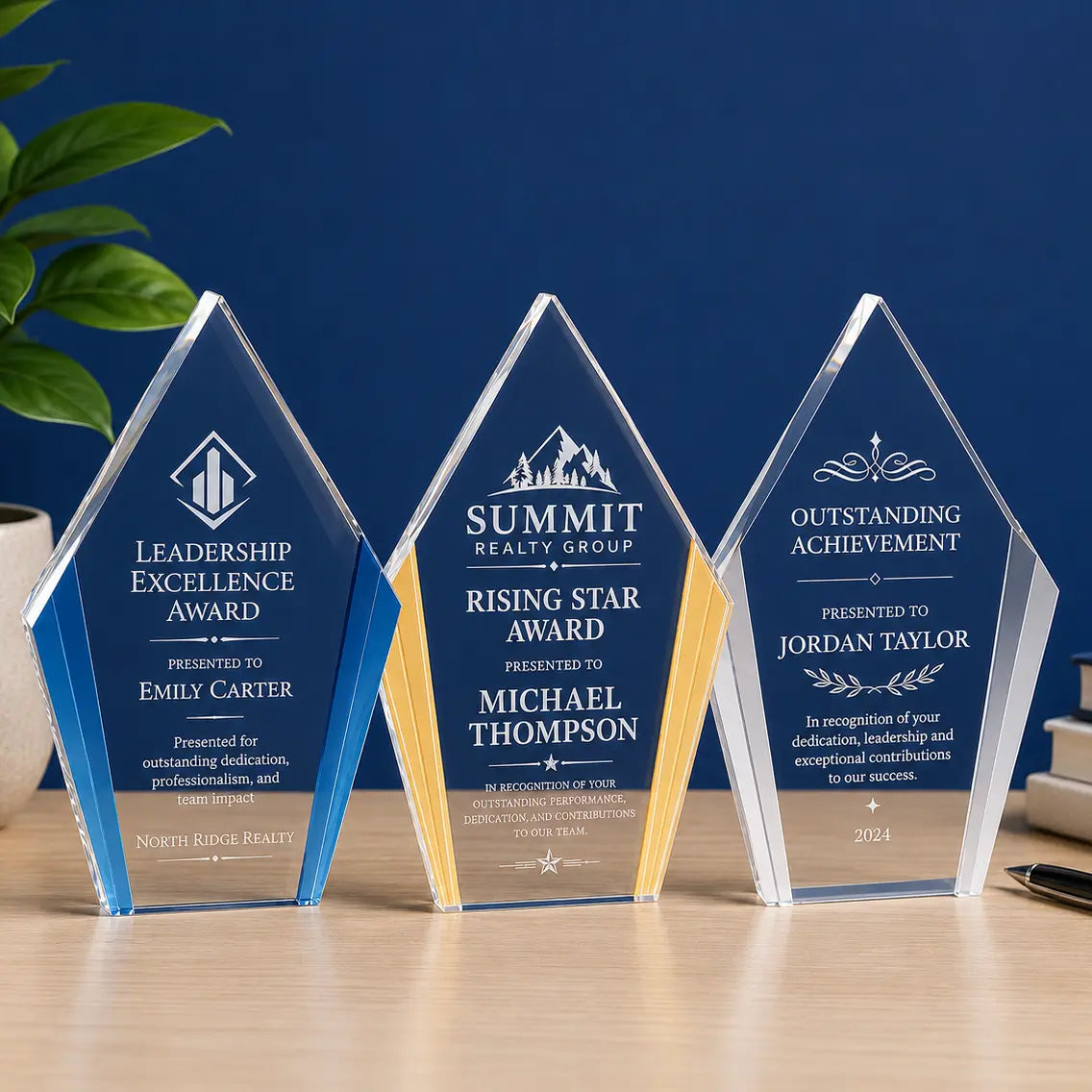 Personalized Color Edge Diamond Acrylic Award | Custom Engraved Recognition Award  Sams Engraving and Gifts