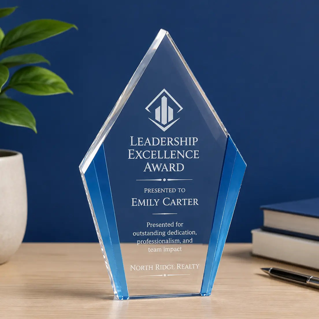 Personalized Color Edge Diamond Acrylic Award | Custom Engraved Recognition Award  Sams Engraving and Gifts
