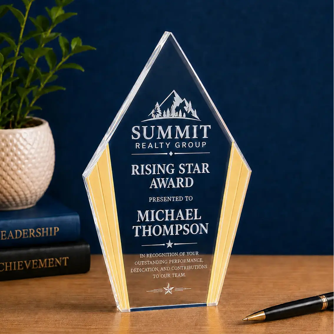Personalized Color Edge Diamond Acrylic Award | Custom Engraved Recognition Award  Sams Engraving and Gifts