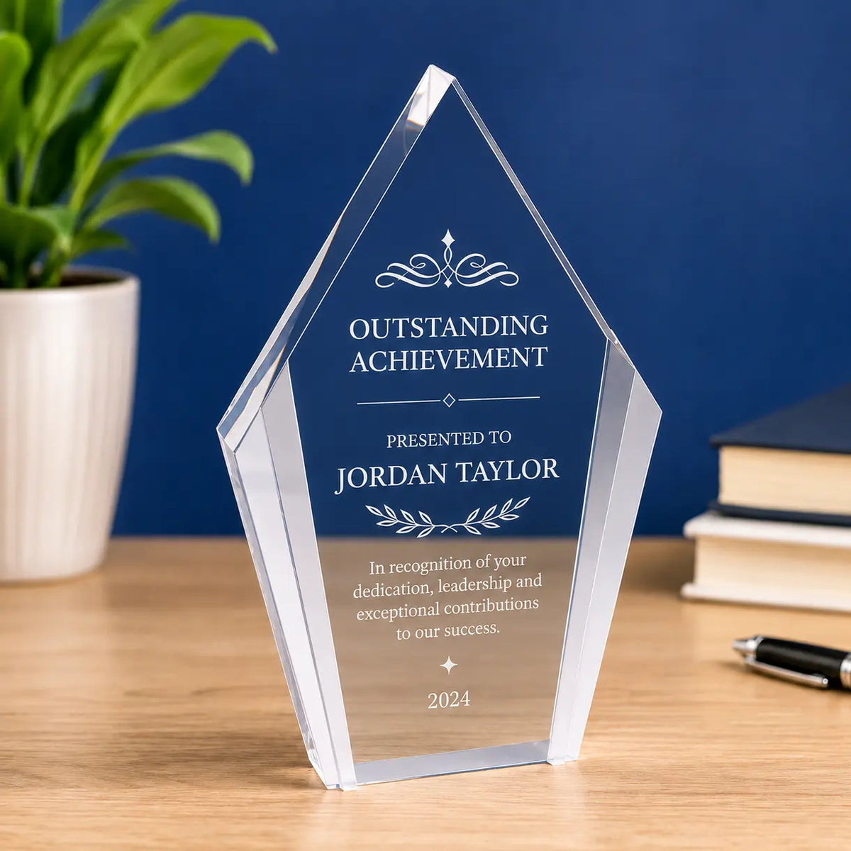 Personalized Color Edge Diamond Acrylic Award | Custom Engraved Recognition Award  Sams Engraving and Gifts