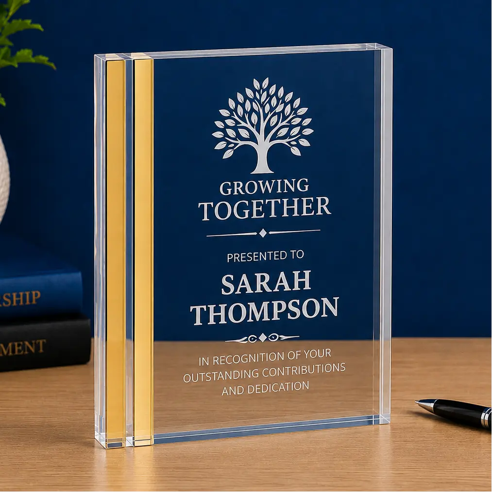 Personalized Color Edge Rectangle Acrylic Award | Custom Engraved Recognition Award  Sams Engraving and Gifts