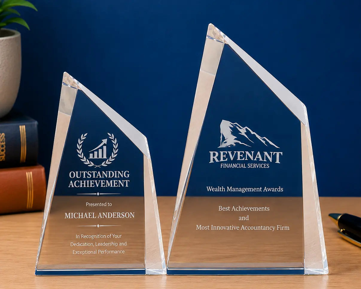 Personalized Crystal Facet Wedge Award | Custom Engraved Recognition Award  Sams Engraving and Gifts