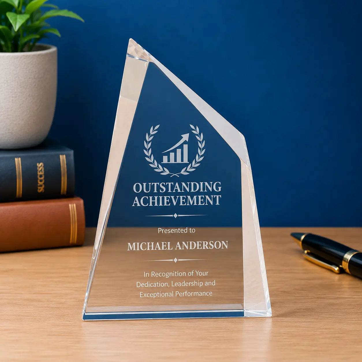 Personalized Crystal Facet Wedge Award | Custom Engraved Recognition Award  Sams Engraving and Gifts