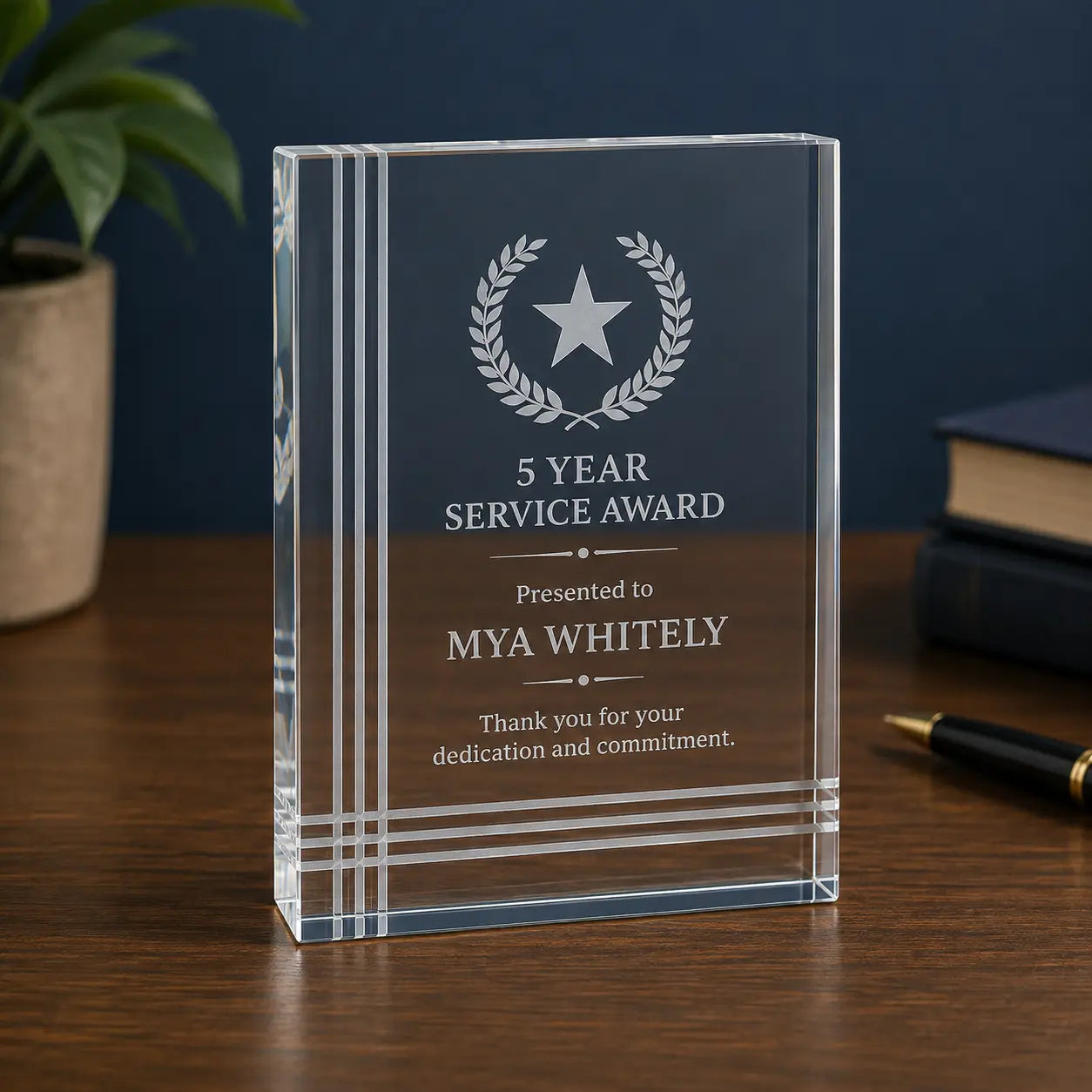 Personalized Crystal Wedge Award | Custom Engraved Recognition Award  Sams Engraving and Gifts
