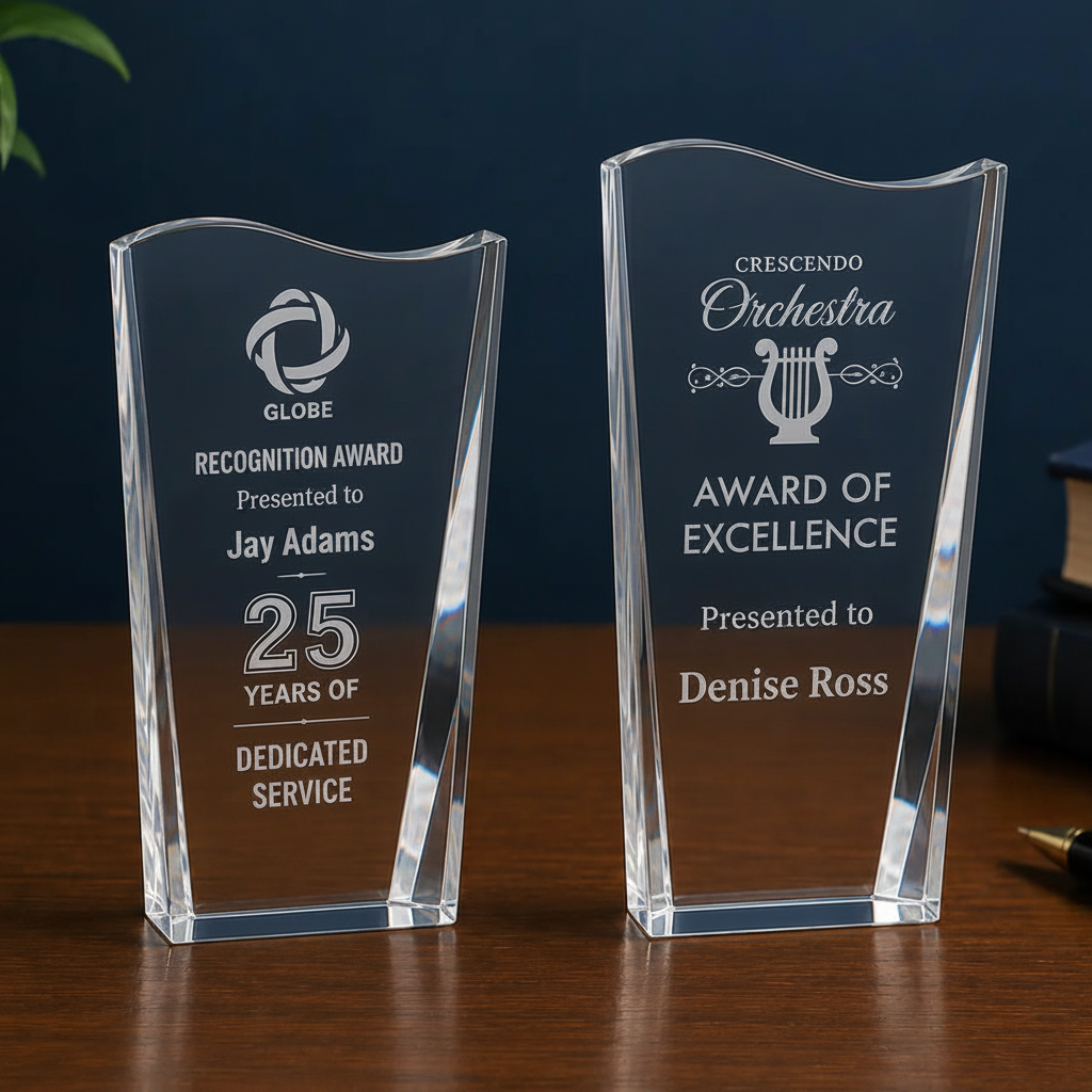 Personalized Crystal Facet Wave Award | Custom Engraved Recognition Award  Sams Engraving and Gifts