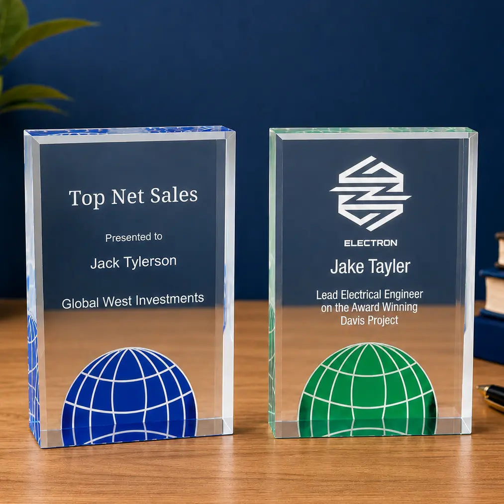 Personalized Globe Acrylic Award | Custom Engraved Recognition Award  Sams Engraving and Gifts