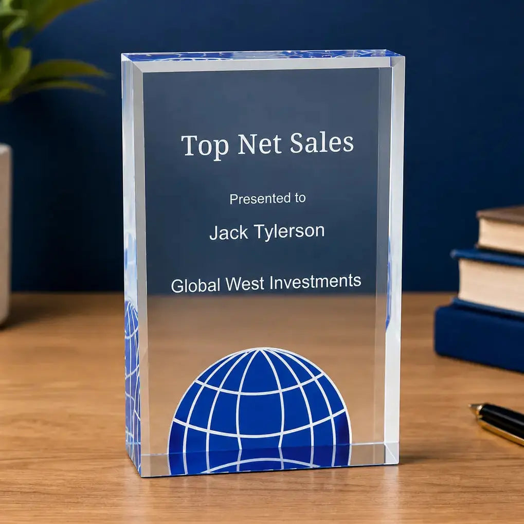 Personalized Globe Acrylic Award | Custom Engraved Recognition Award  Sams Engraving and Gifts