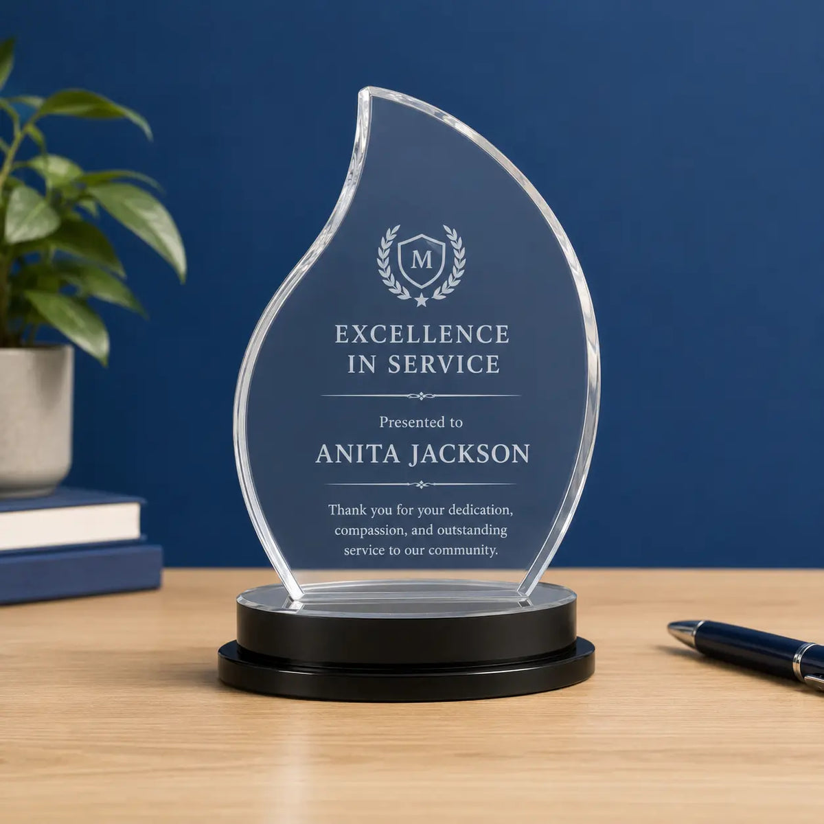 Personalized Flame Impress Acrylic Award | Custom Engraved Recognition Award  Sams Engraving and Gifts