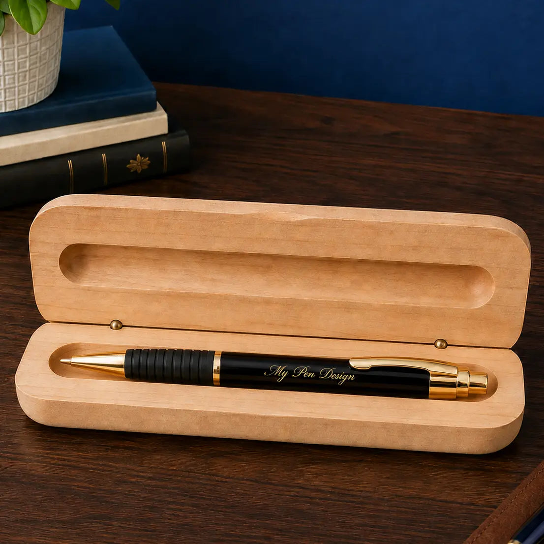 Personalized Brass Ballpoint Pen & Maple Case | Custom Engraved Pen Gift Set  Sams Engraving and Gifts