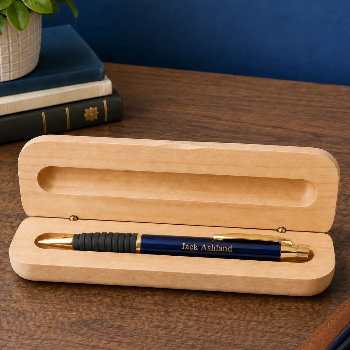 Personalized Brass Ballpoint Pen & Maple Case | Custom Engraved Pen Gift Set  Sams Engraving and Gifts