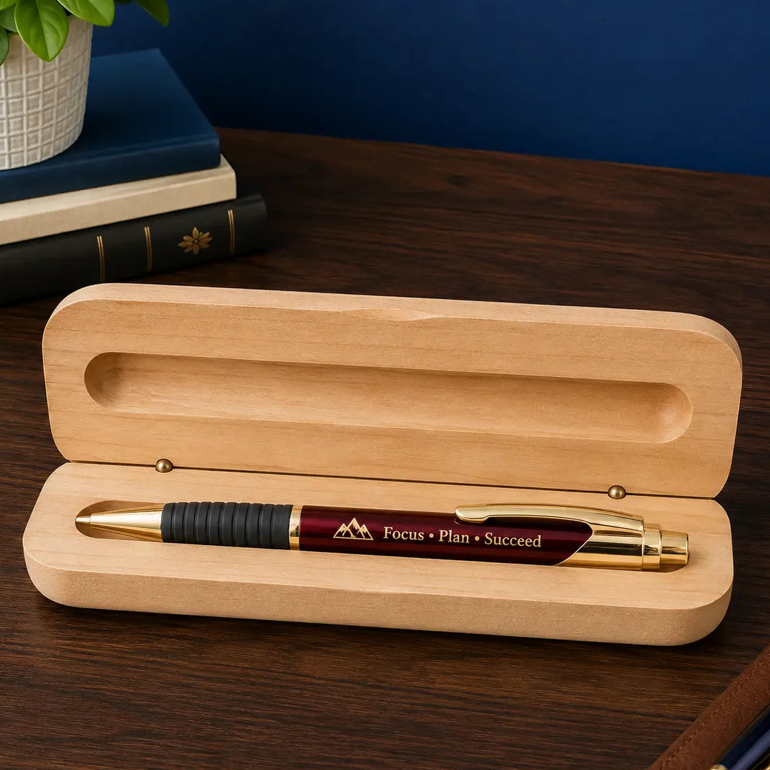 Personalized Brass Ballpoint Pen & Maple Case | Custom Engraved Pen Gift Set  Sams Engraving and Gifts