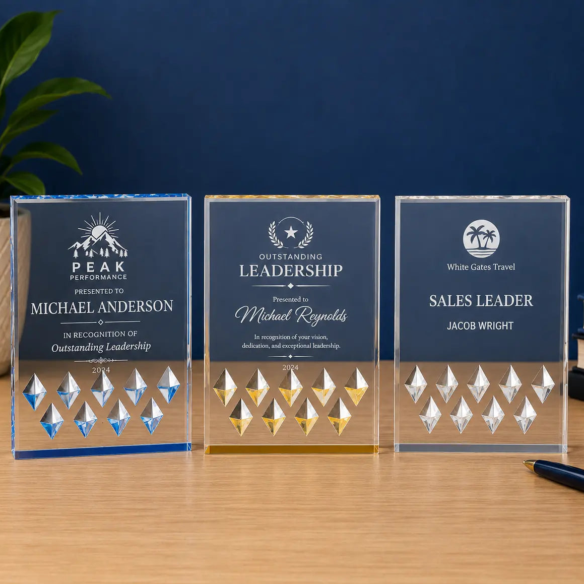 Personalized Diamond Mirage Acrylic Award | Custom Engraved Recognition Award  Sams Engraving and Gifts