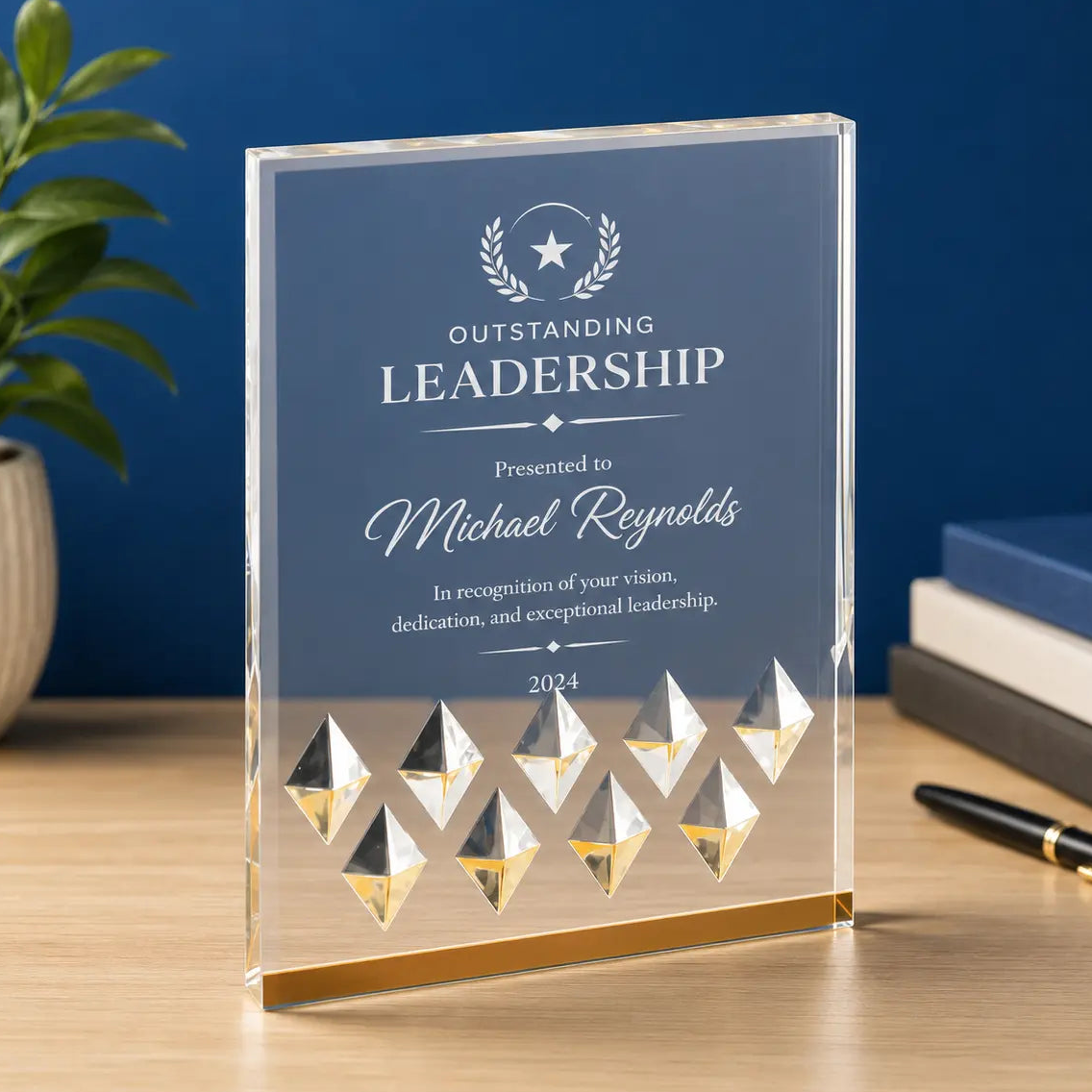 Personalized Diamond Mirage Acrylic Award | Custom Engraved Recognition Award  Sams Engraving and Gifts