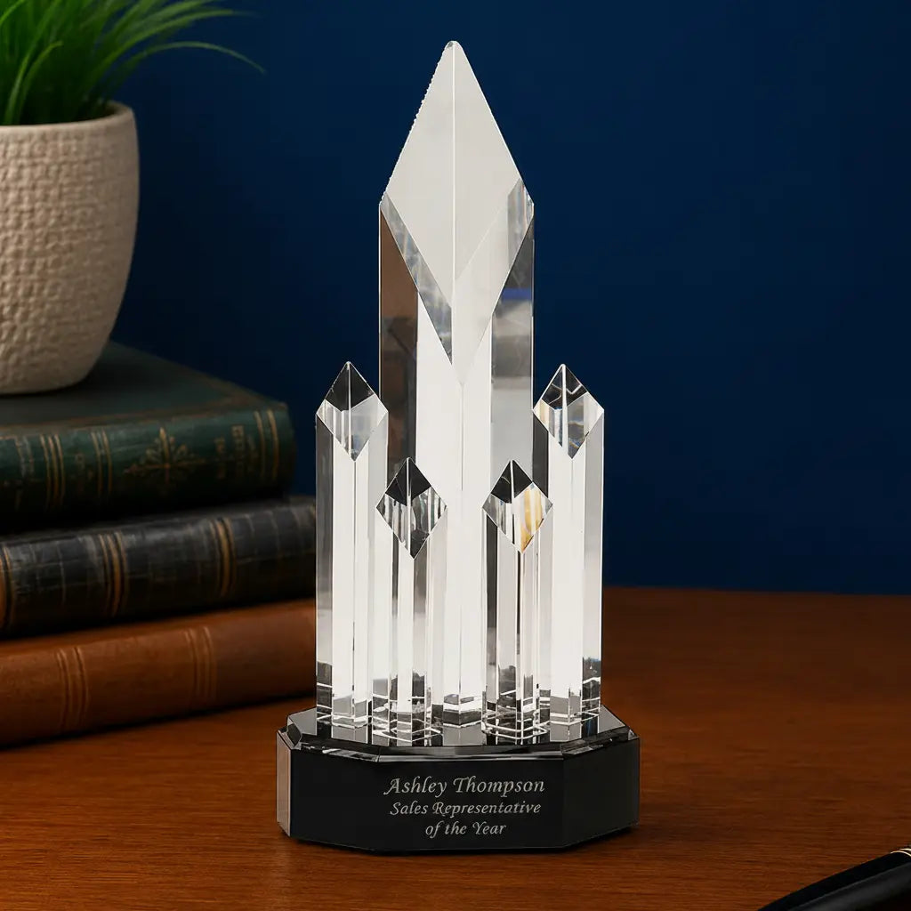 Personalized Crystal Rising Diamond Award | Custom Engraved Recognition Award  Sams Engraving and Gifts