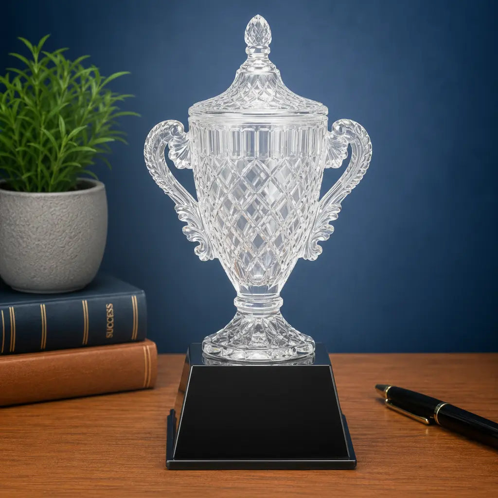Personalized Crystal Cup Award with Black Pedestal Base | Custom Engraved Recognition Award  Sams Engraving and Gifts