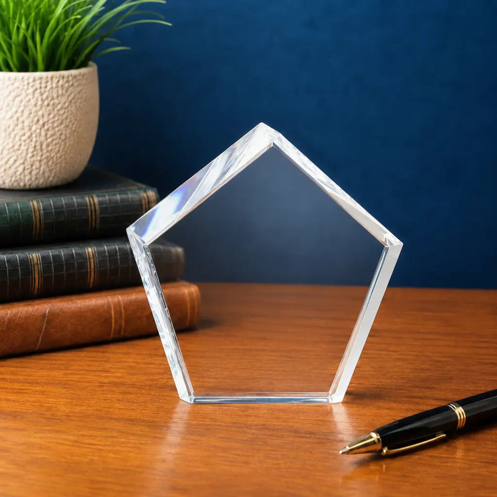 Personalized Crystal Pentagon Paperweight | Custom Engraved Desk Award  Sams Engraving and Gifts