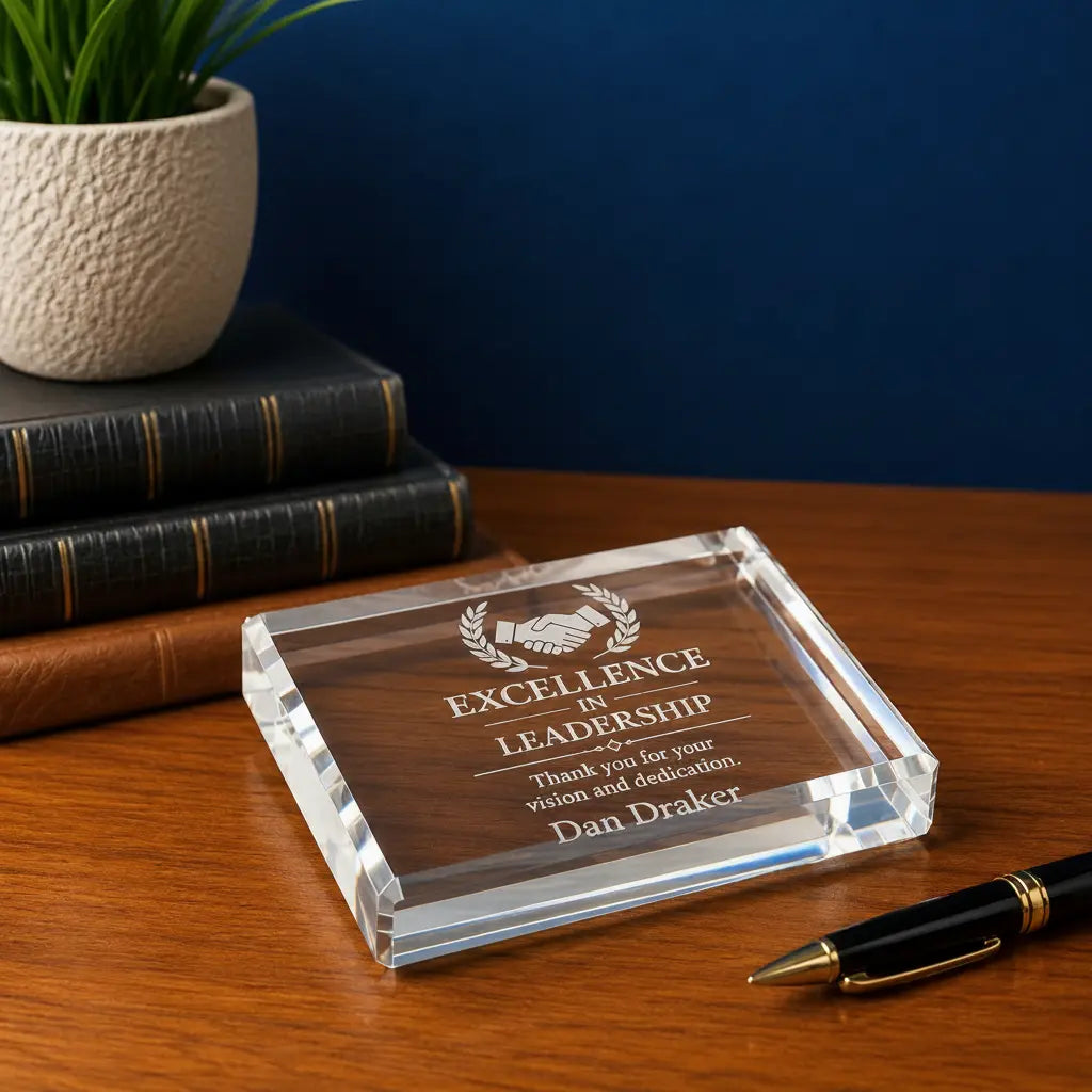 Personalized Crystal Rectangle Paperweight | Custom Engraved Desk Award  Sams Engraving and Gifts