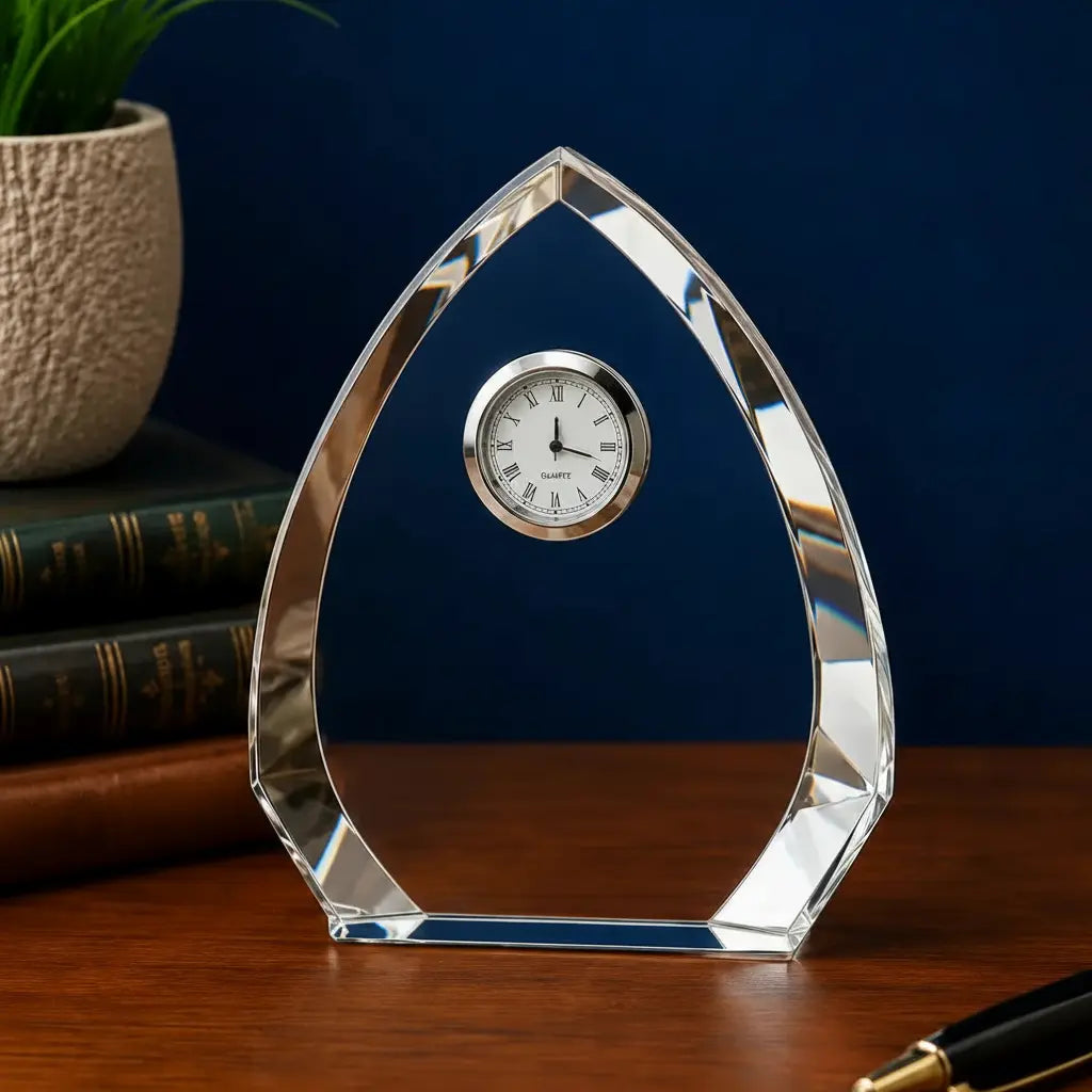 Personalized Crystal Arch Clock | Custom Engraved Executive Desk Clock  Sams Engraving and Gifts