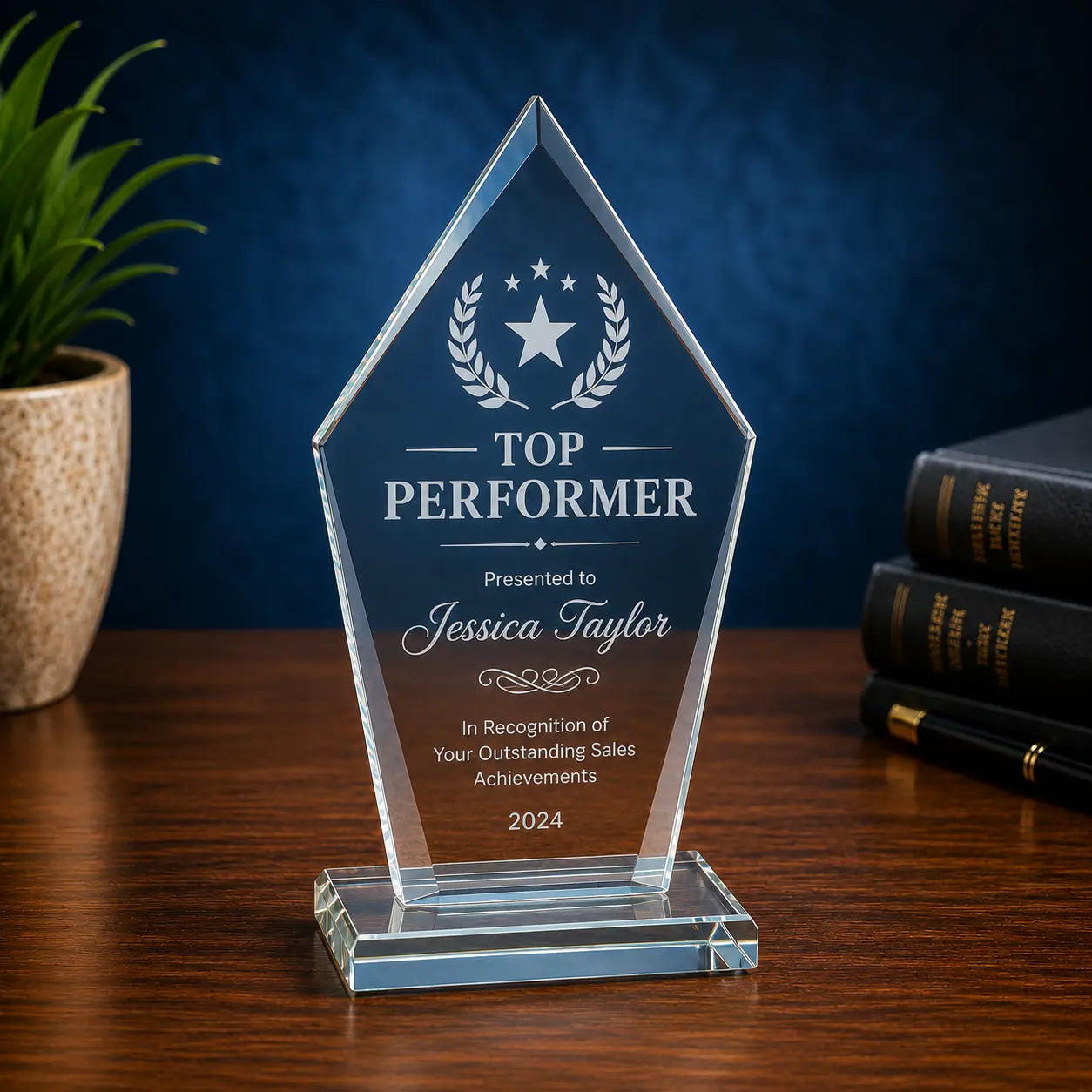Personalized Diamond Clear Glass Award | Custom Engraved Recognition Award  Sams Engraving and Gifts