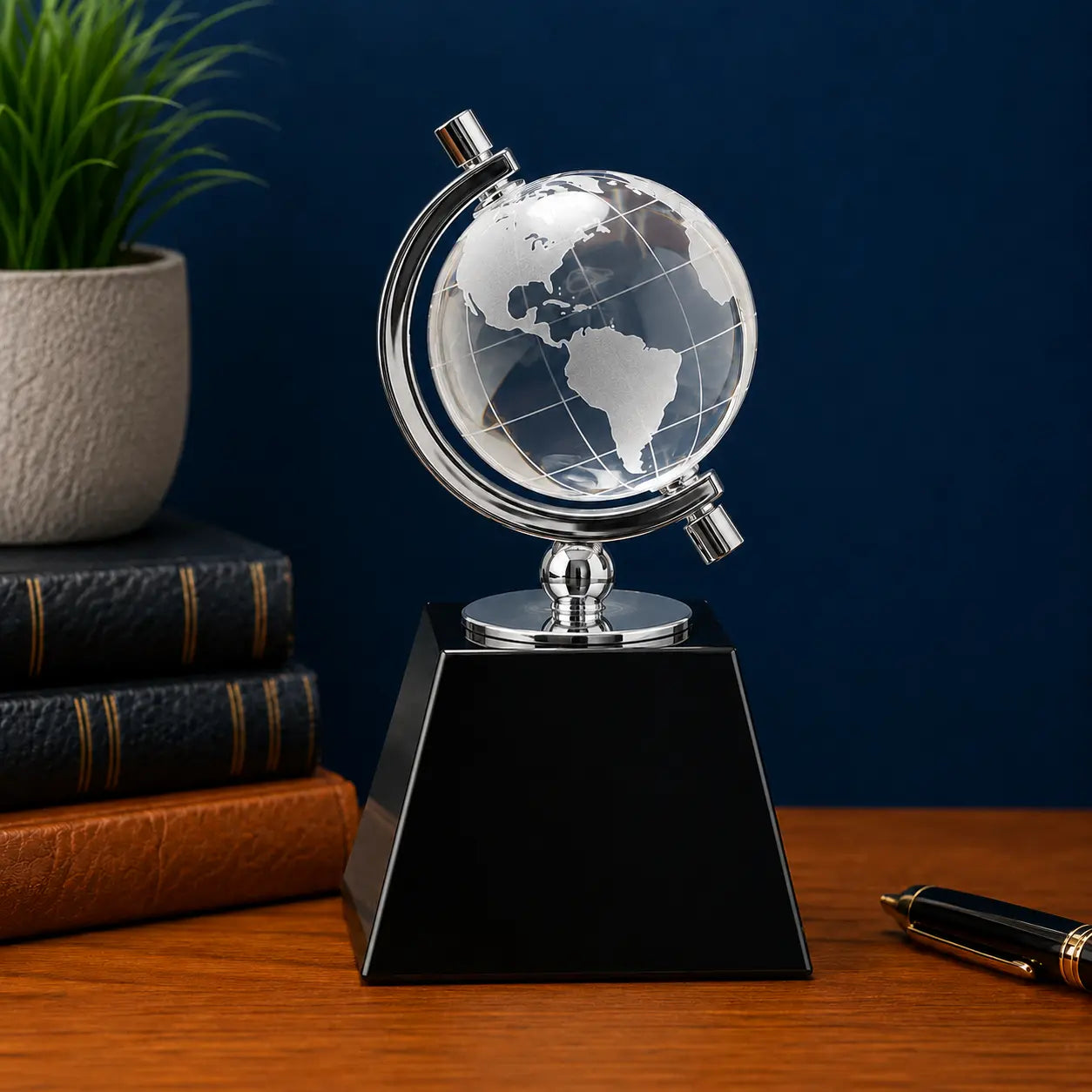 Personalized Crystal Spinning Globe Award | Custom Engraved Recognition Award  Sams Engraving and Gifts