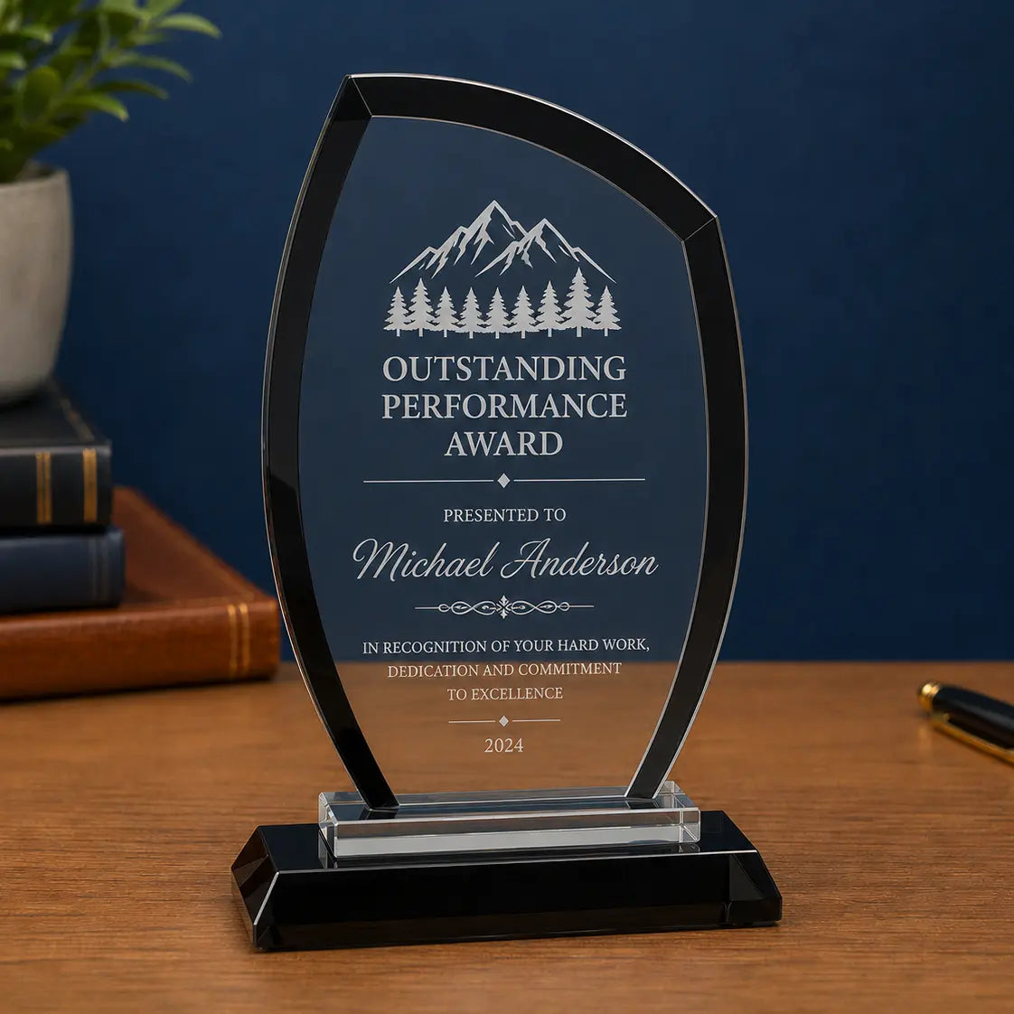 Personalized Peak Regal Glass Award | Custom Engraved Recognition Award  Sams Engraving and Gifts