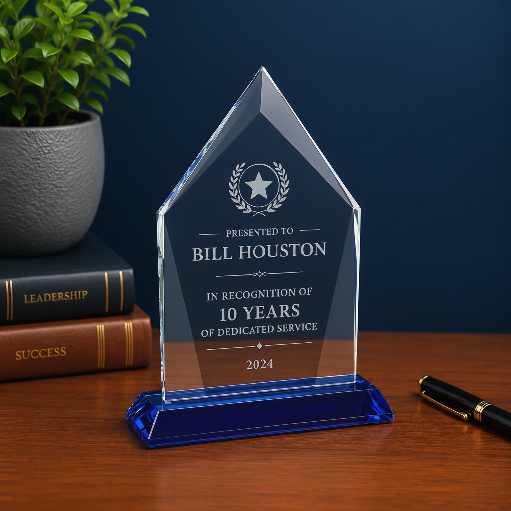 Personalized Diamond Halo Glass Award | Custom Engraved Recognition Award  Sams Engraving and Gifts