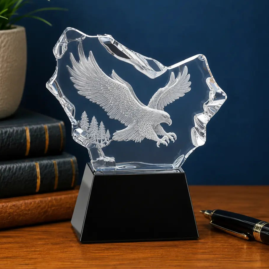 Personalized Crystal Carved Eagle Award | Custom Engraved Recognition Award  Sams Engraving and Gifts