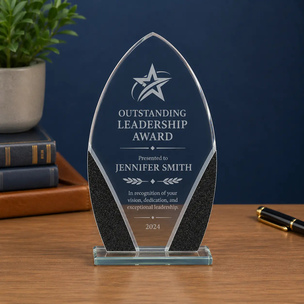 Personalized Oval Designer Glass Award | Custom Engraved Recognition Award  Sams Engraving and Gifts