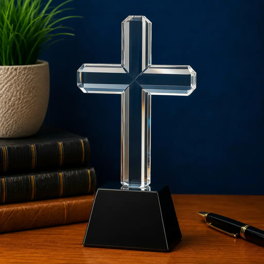 Personalized Crystal Cross Award | Custom Engraved Recognition Award  Sams Engraving and Gifts