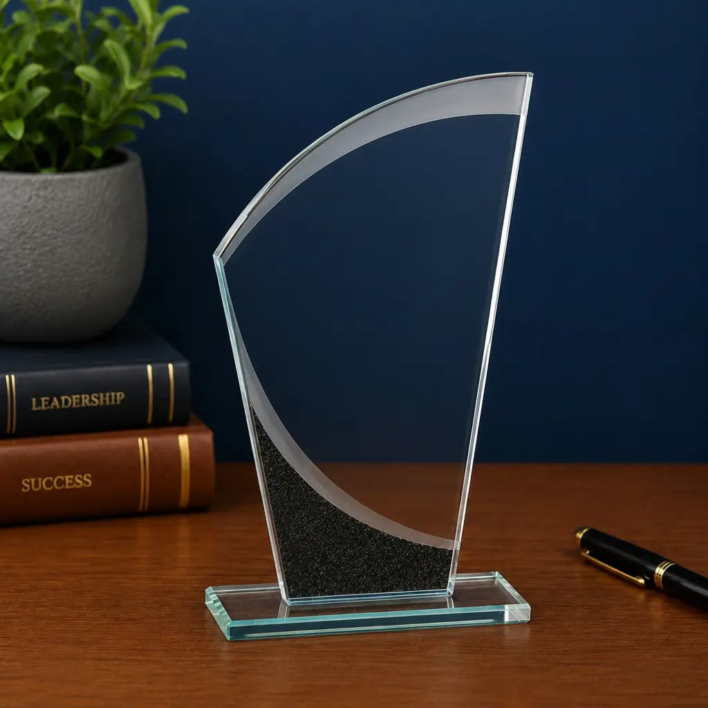 Personalized Wave Designer Glass Award | Custom Engraved Recognition Award  Sams Engraving and Gifts