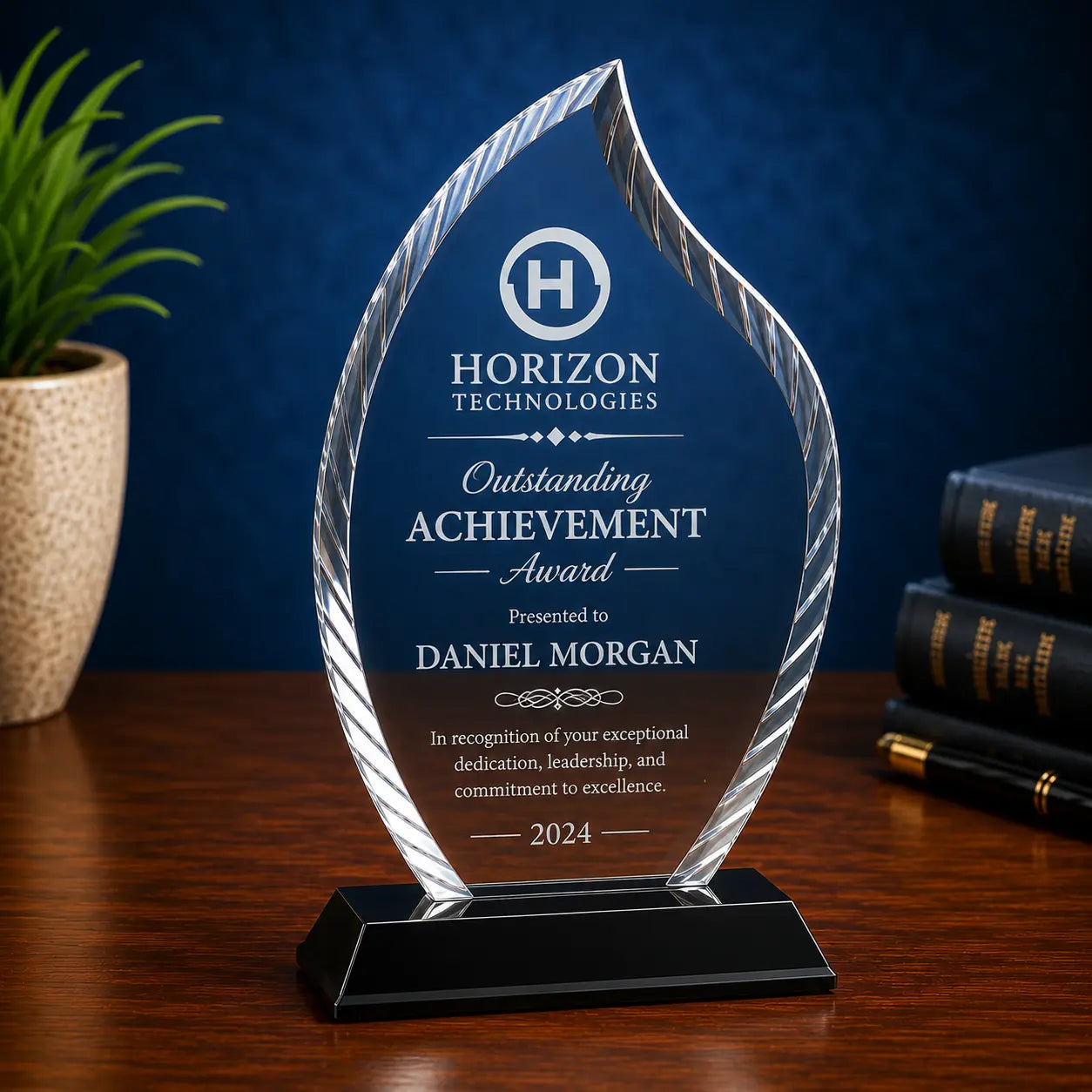 Personalized Flame Accent Glass Award | Custom Engraved Recognition Award  Sams Engraving and Gifts
