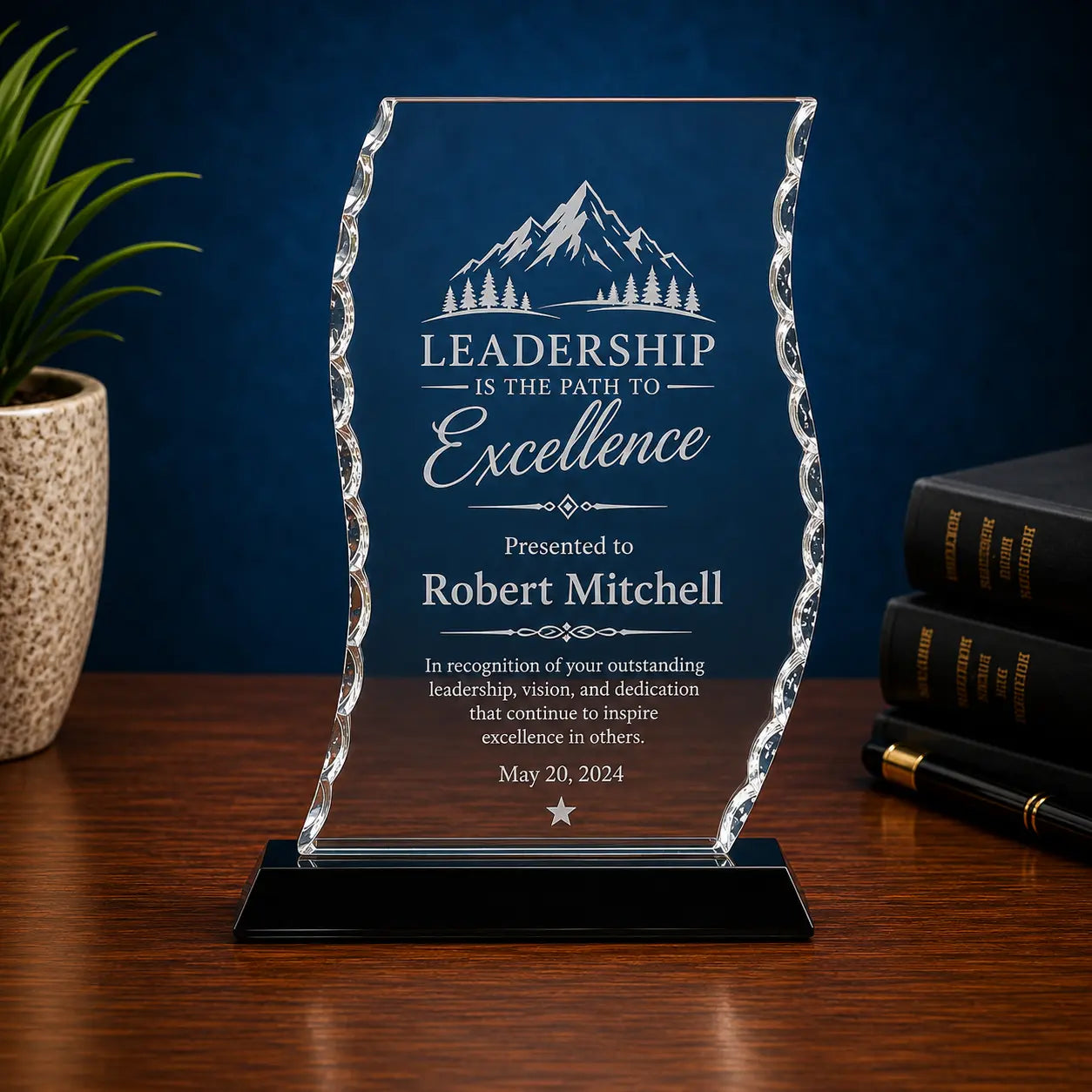 Personalized Scroll Facet Glass Award | Custom Engraved Recognition Award  Sams Engraving and Gifts