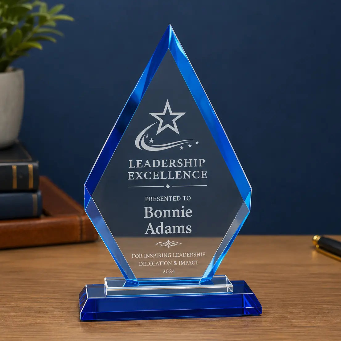 Personalized Diamond Regal Glass Award | Custom Engraved Recognition Award  Sams Engraving and Gifts
