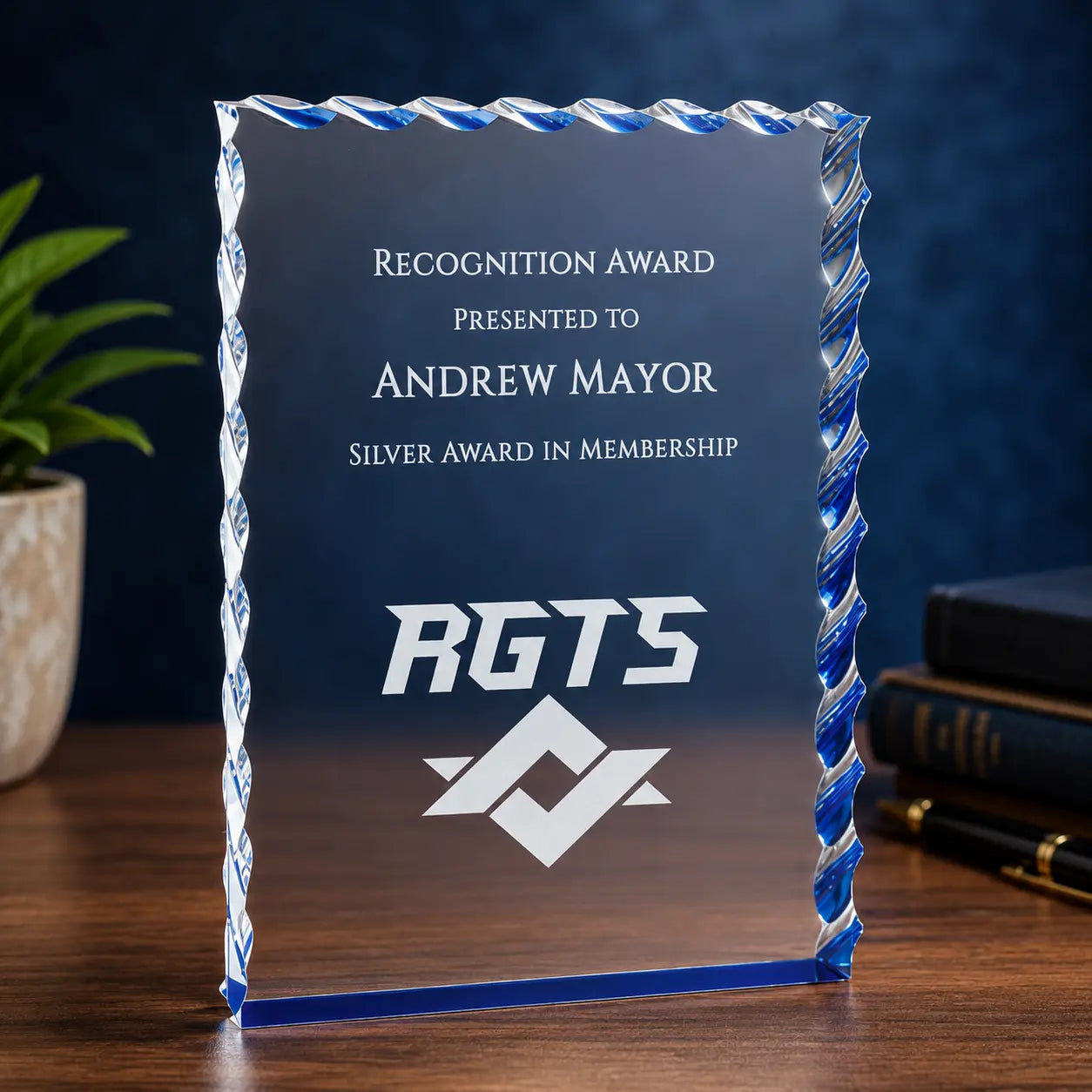 Personalized Wave Edge Acrylic Award – Custom Engraved Award  Sams Engraving and Gifts
