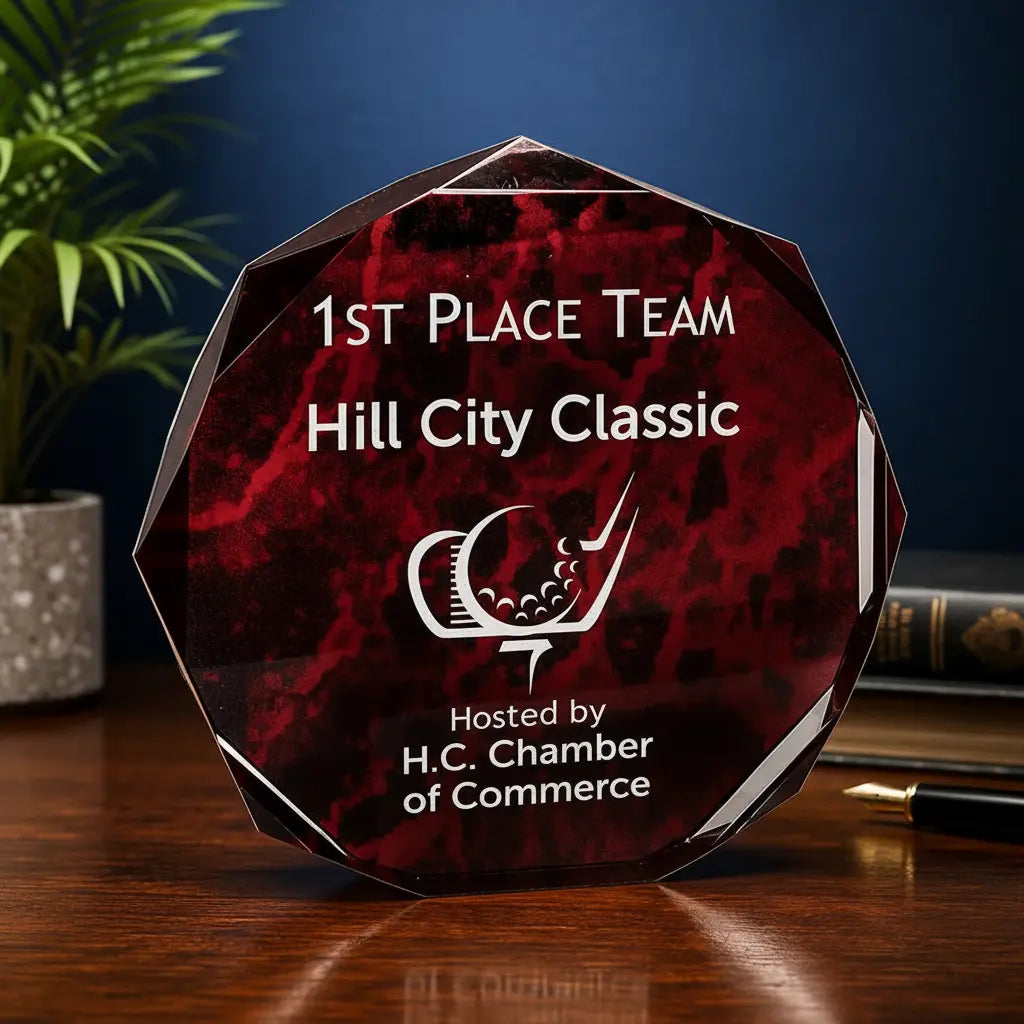 Personalized Marble Octagon Acrylic Award – Custom Engraved Standing Award  Sams Engraving and Gifts