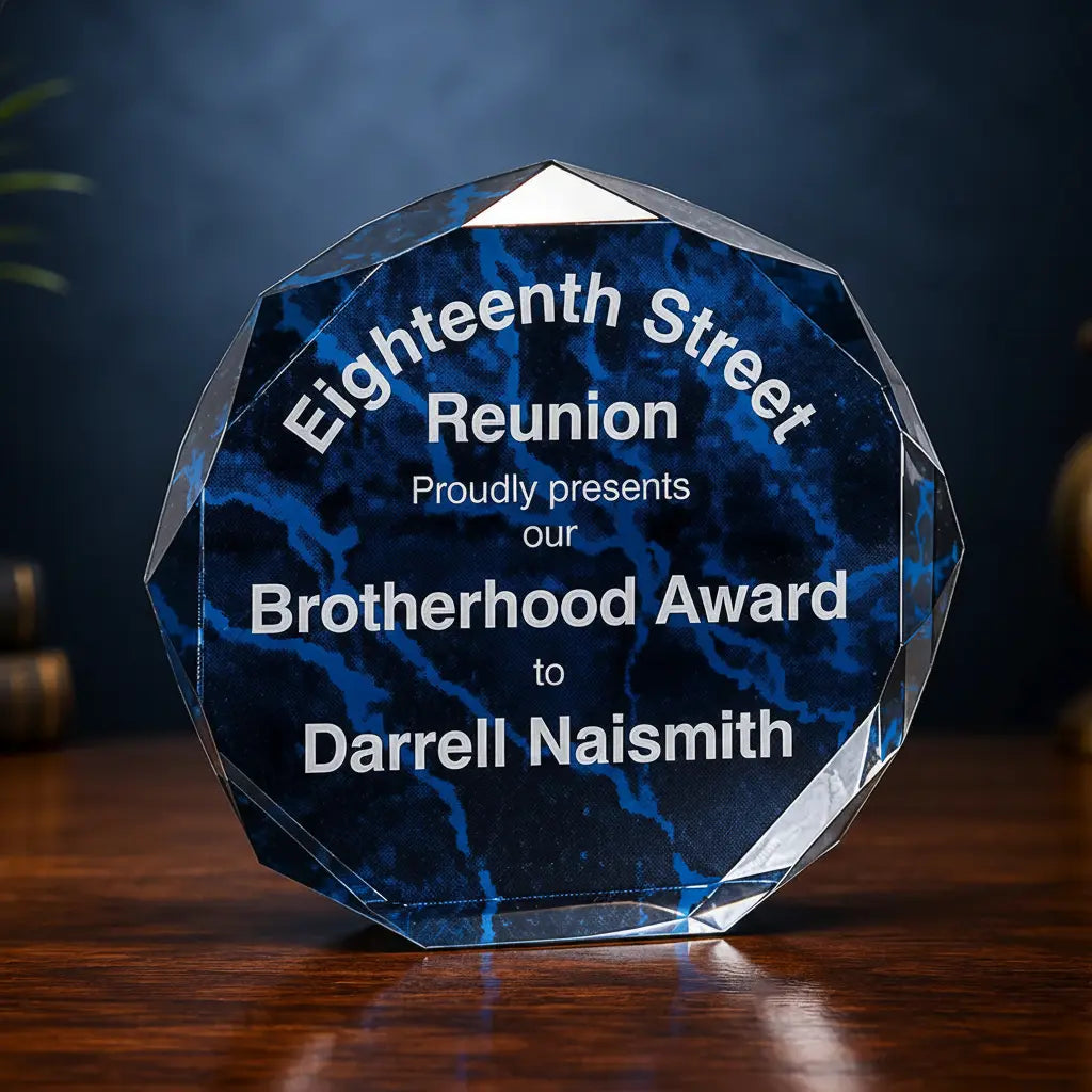 Personalized Marble Octagon Acrylic Award – Custom Engraved Standing Award  Sams Engraving and Gifts