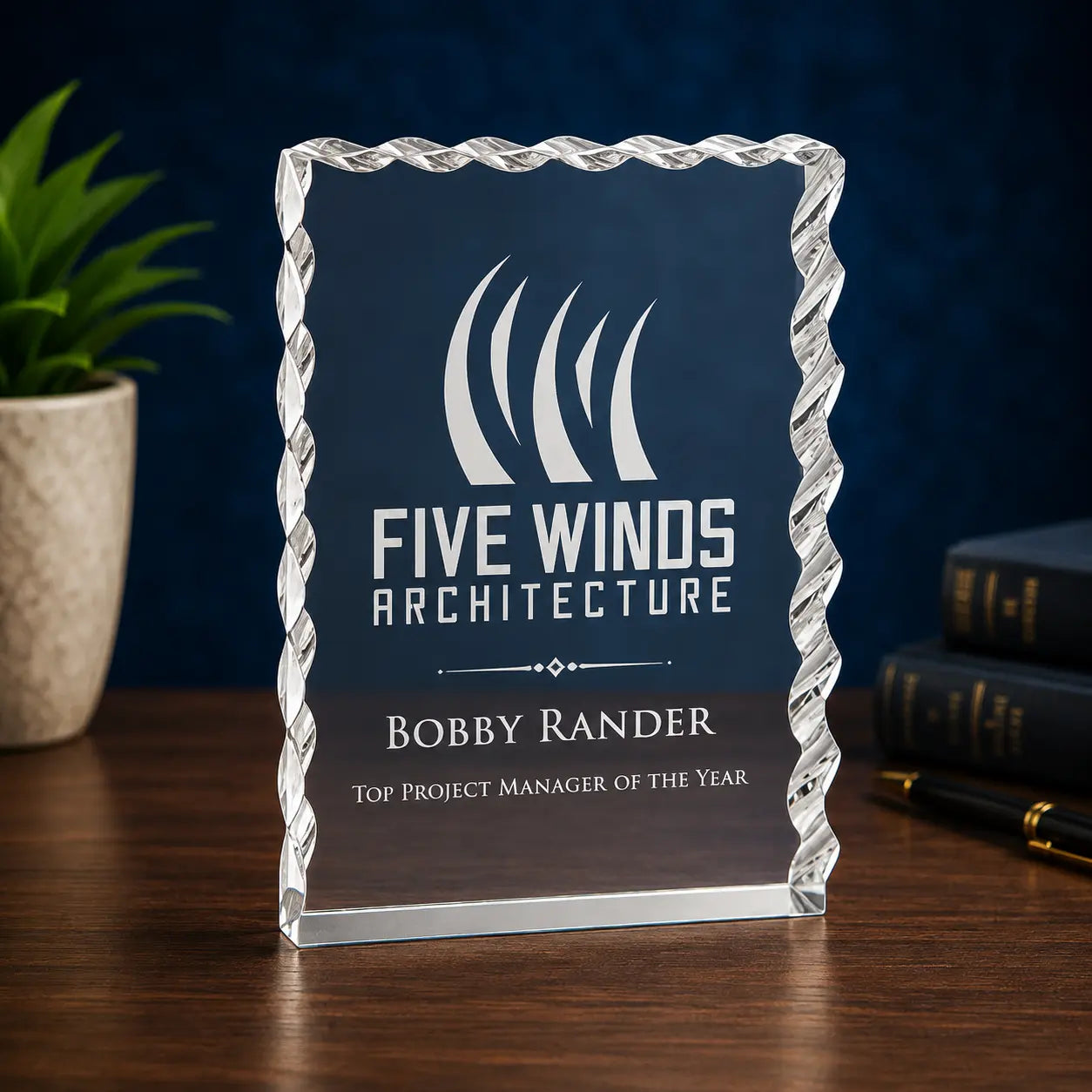 Personalized Wave Edge Acrylic Award – Custom Engraved Award  Sams Engraving and Gifts
