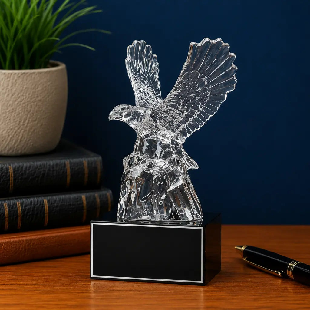 Personalized Crystal Eagle Award with Black Crystal Base | Custom Engraved Recognition Award  Sams Engraving and Gifts