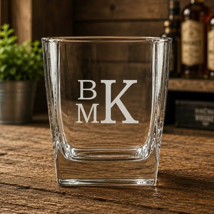 Personalized Polar Camel 10.5 oz. Square On The Rocks Glass | Custom Laser Engraved Whiskey Glass  Sams Engraving and Gifts